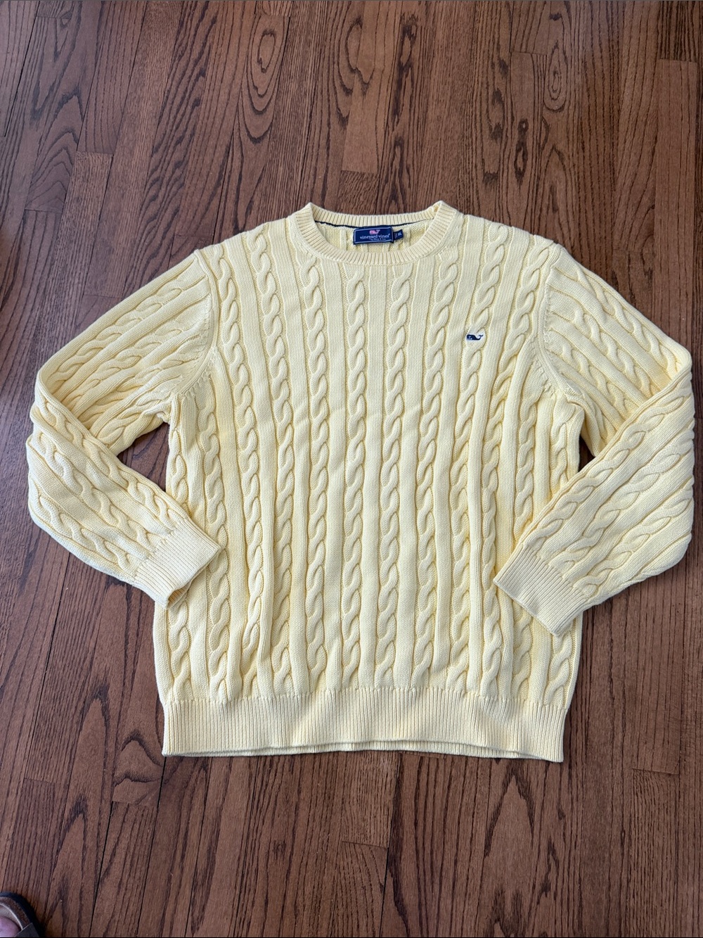 Vineyard Vines Yellow Cable-Knit Crewneck Sweater XL